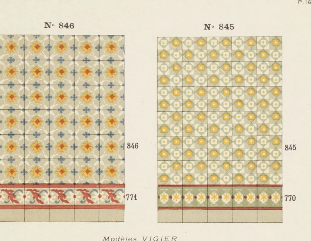 An illustration from Carreaux de ciment / Blachère, Lebert, Vigier & Cie, 1881, leaf 37