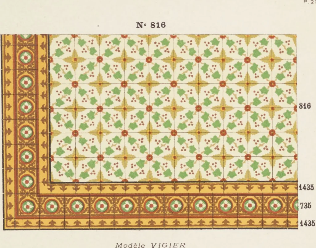 An illustration from Carreaux de ciment / Blachère, Lebert, Vigier & Cie, 1881, leaf 47