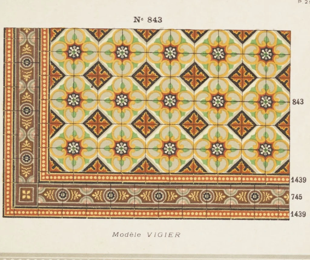 An illustration from Carreaux de ciment / Blachère, Lebert, Vigier & Cie, 1881, leaf 55