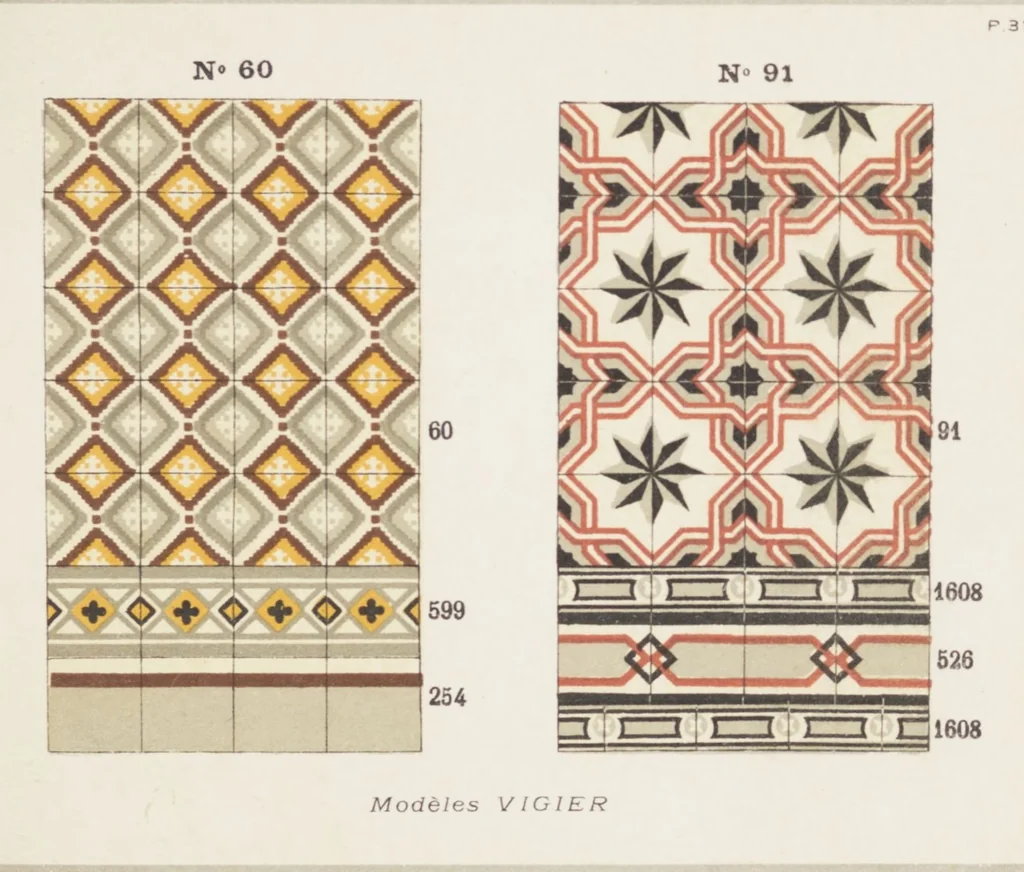 An illustration from Carreaux de ciment / Blachère, Lebert, Vigier & Cie, 1881, leaf 69