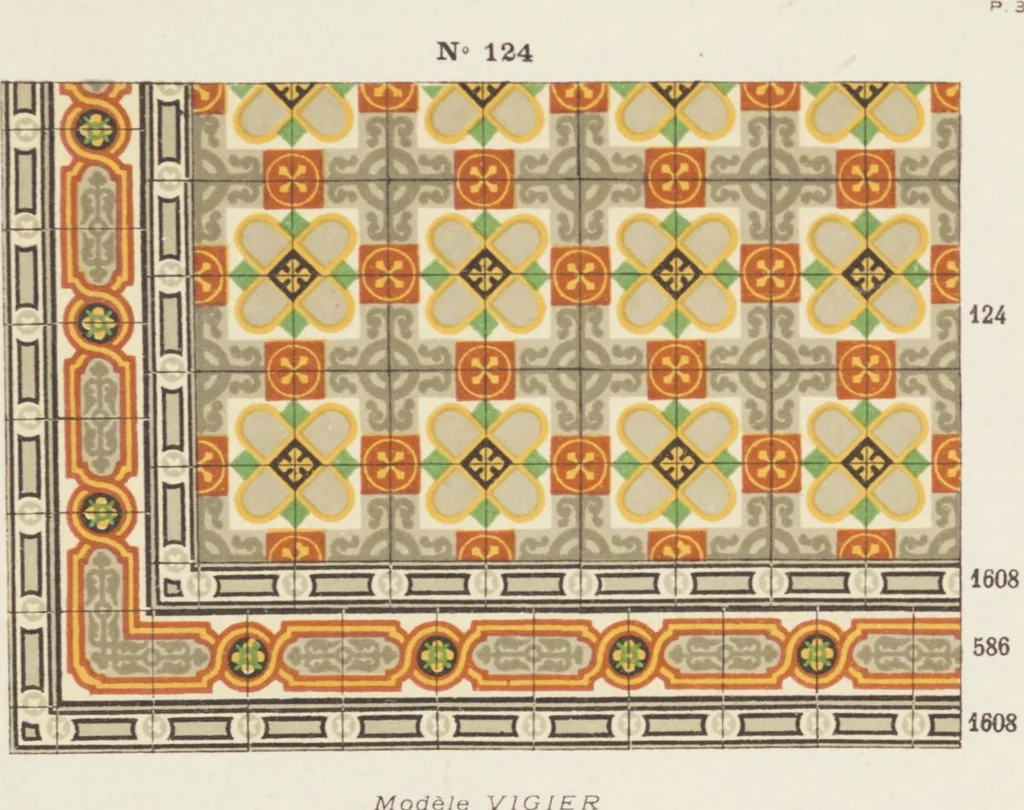 An illustration from Carreaux de ciment / Blachère, Lebert, Vigier & Cie, 1881, leaf 77