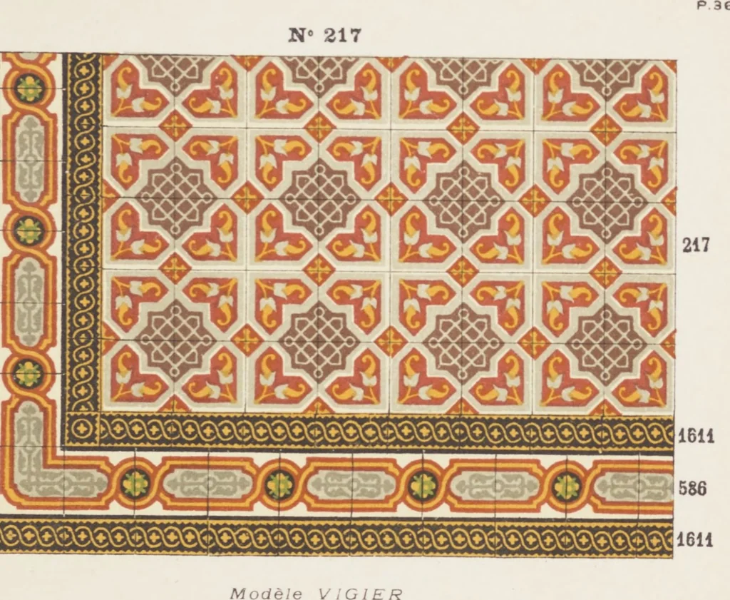 An illustration from Carreaux de ciment / Blachère, Lebert, Vigier & Cie, 1881, leaf 79