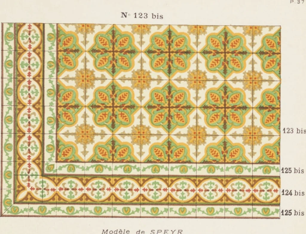 An illustration from Carreaux de ciment / Blachère, Lebert, Vigier & Cie, 1881, leaf 81