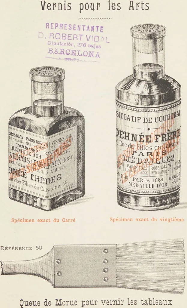 An illustration from Notice sur les vernis Soehnée Frères, 1901, leaf 15