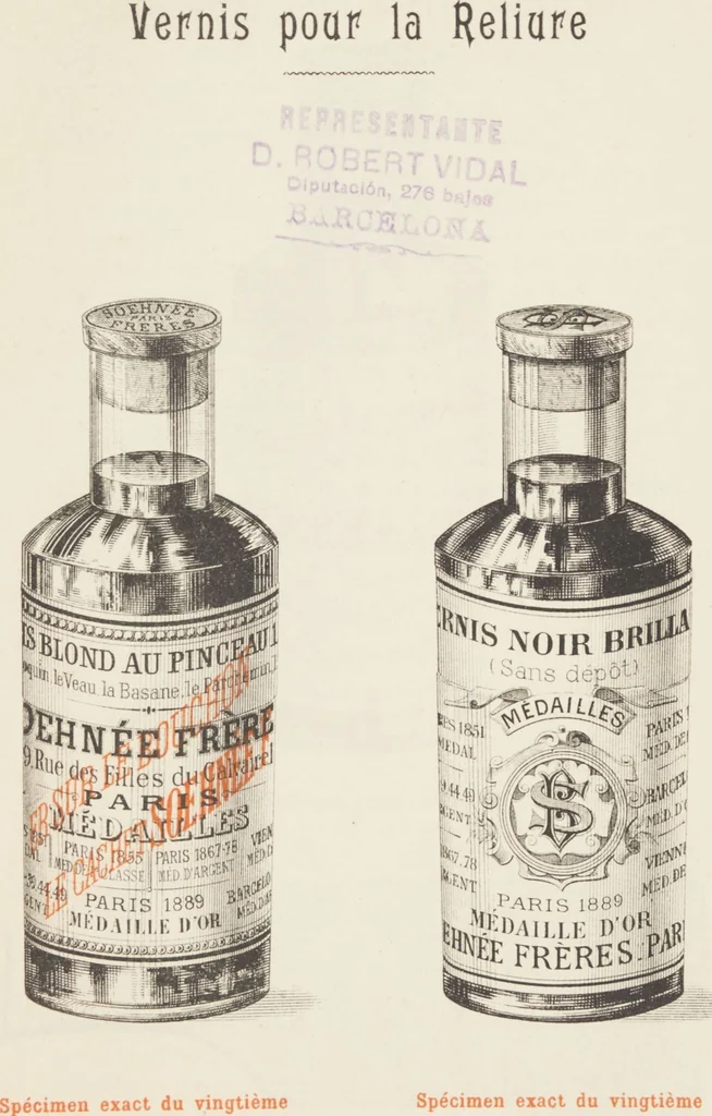 An illustration from Notice sur les vernis Soehnée Frères, 1901, leaf 25