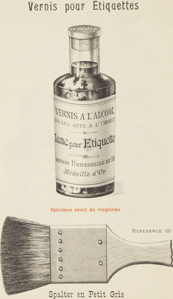 An illustration from Notice sur les vernis Soehnée Frères, 1901, leaf 26
