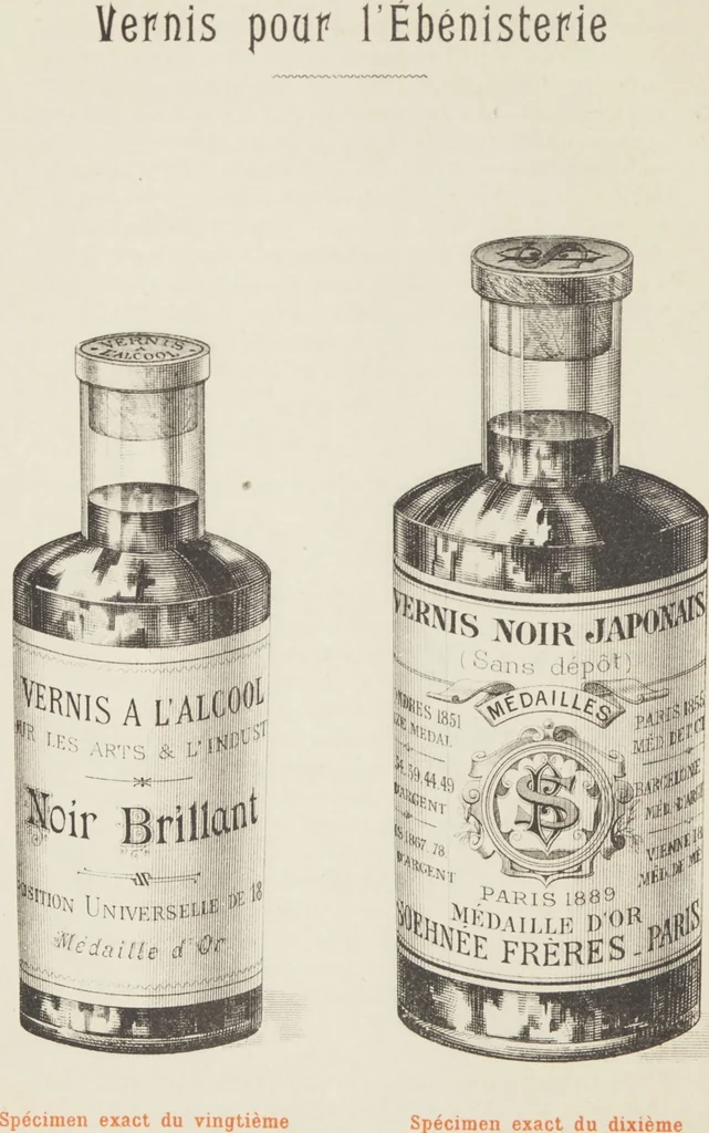 An illustration from Notice sur les vernis Soehnée Frères, 1901, leaf 32