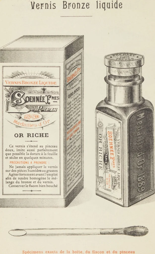 An illustration from Notice sur les vernis Soehnée Frères, 1901, leaf 58