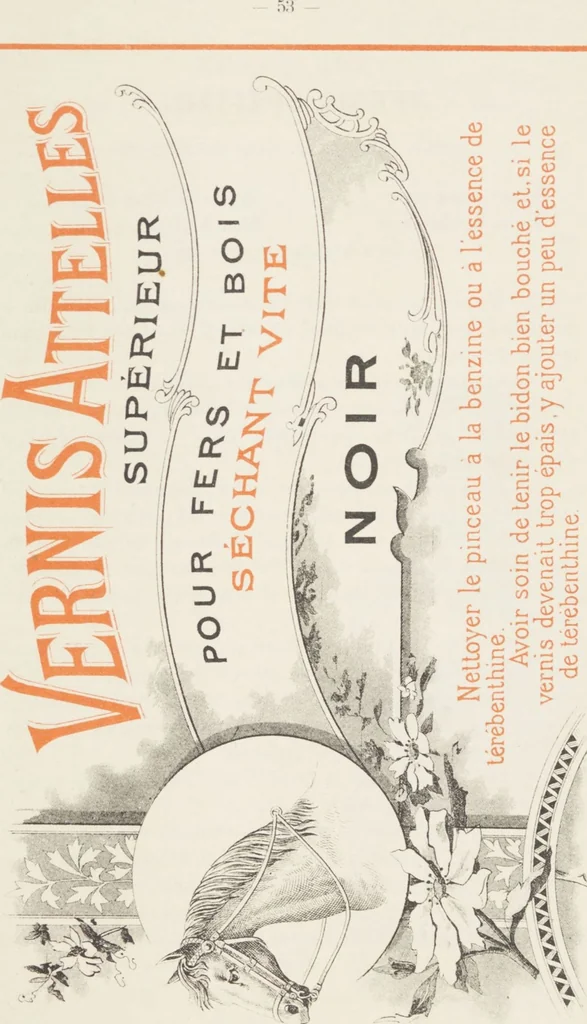 An illustration from Notice sur les vernis Soehnée Frères, 1901, leaf 69