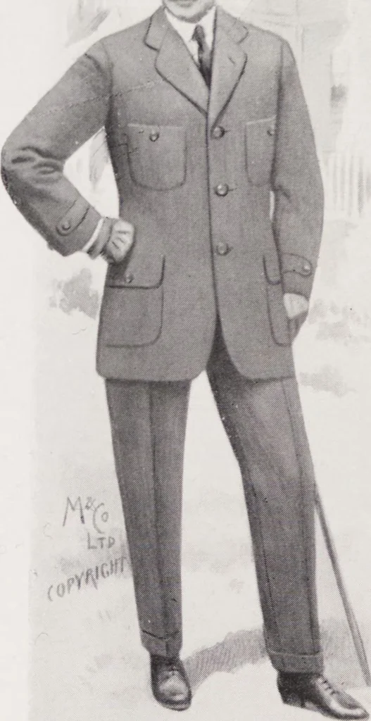 An illustration from Minister's report of fashion for gentlemen (Autumn & Winter, 1917-18), 1917, leaf 18