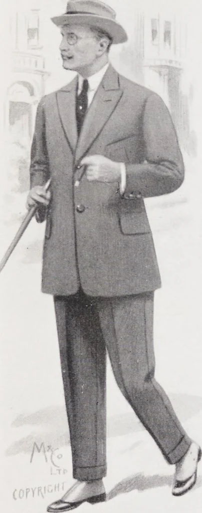 An illustration from Minister's report of fashion for gentlemen (Autumn & Winter, 1917-18), 1917, leaf 7