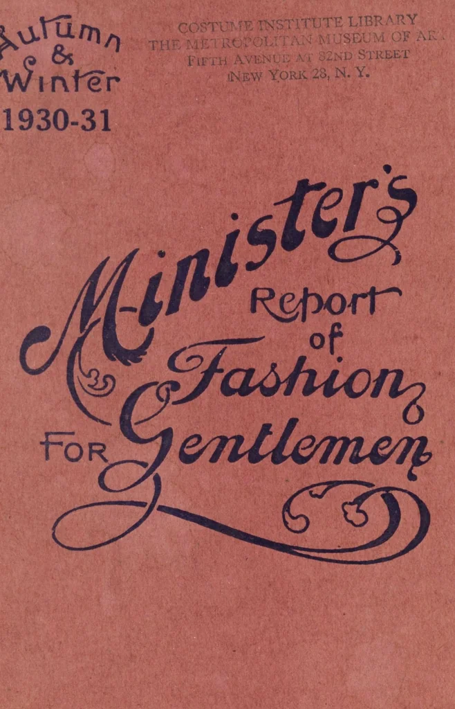 An illustration from Minister's report of fashion for gentlemen (Autumn & Winter, 1930-31), 1930, leaf 1