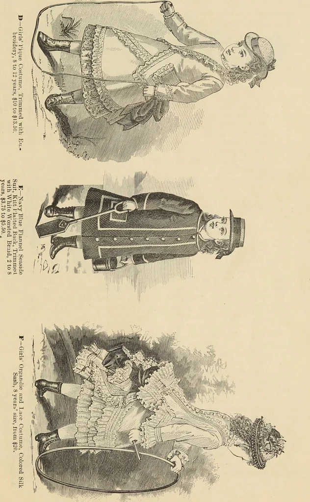 An illustration from Catalogue and price list of ladies', misses & boys' suits, cloaks, shawls, underwear, corsets, mourning goods, shoes, silks, laces ..., 1877, leaf 13