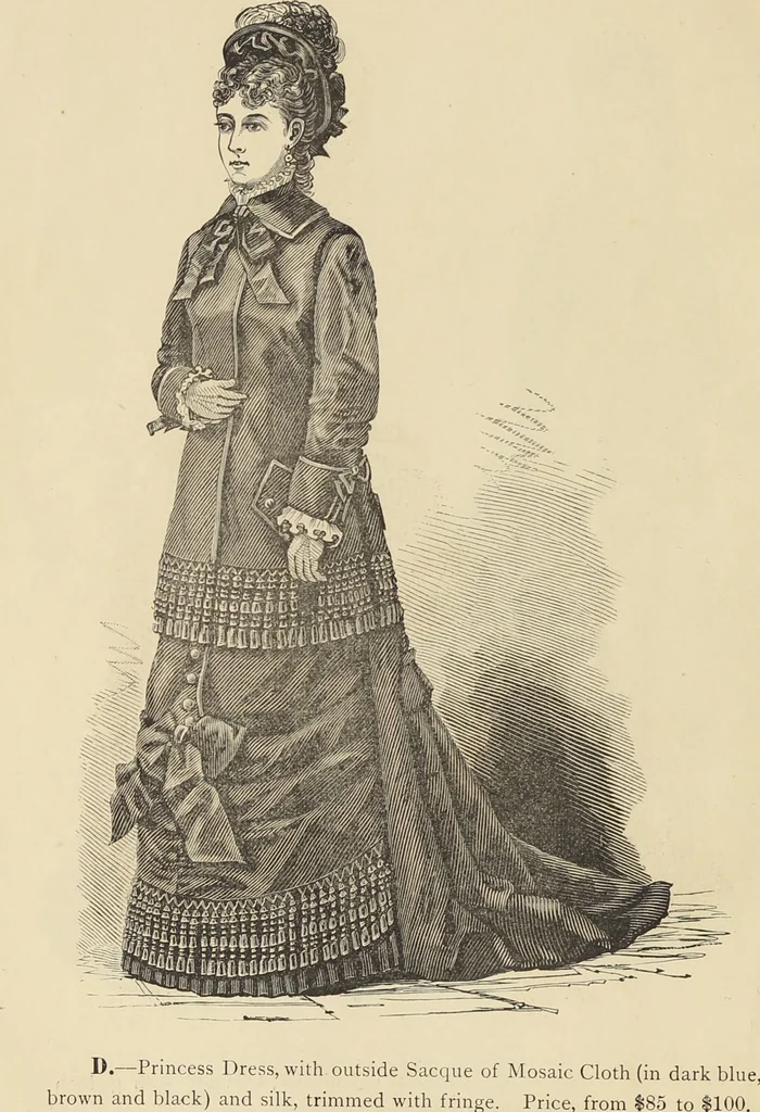 An illustration from Catalogue and price list of ladies', misses & boys' suits, cloaks, shawls, underwear, corsets, mourning goods, shoes, silks, laces ..., 1877, leaf 4