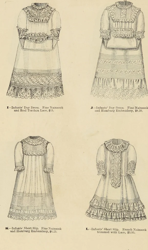 An illustration from Catalogue and price list of ladies', misses & boys' suits, cloaks, shawls, underwear, corsets, mourning goods, shoes, silks, laces ..., 1877, leaf 44