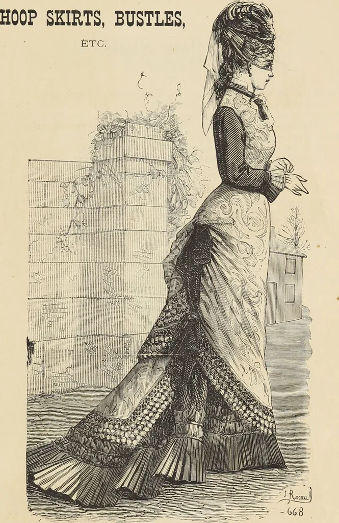 An illustration from Catalogue and price list of ladies', misses & boys' suits, cloaks, shawls, underwear, corsets, mourning goods, shoes, silks, laces ..., 1877, leaf 45