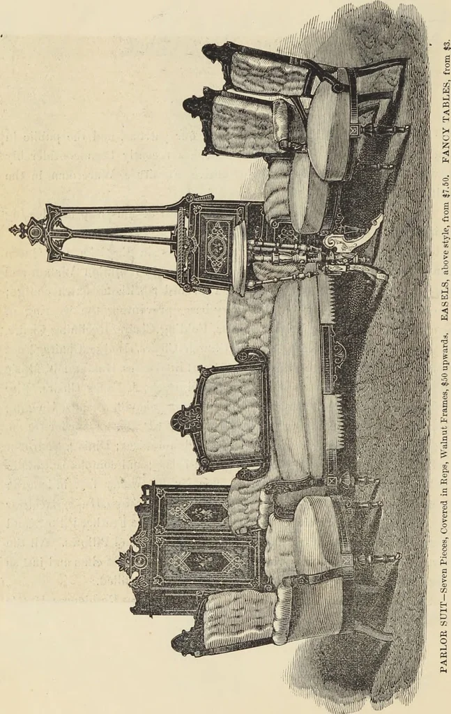 An illustration from Catalogue and price list of ladies', misses & boys' suits, cloaks, shawls, underwear, corsets, mourning goods, shoes, silks, laces ..., 1877, leaf 60