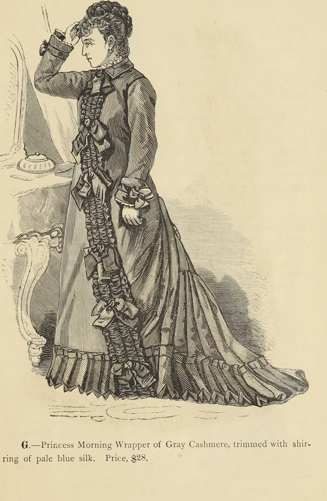 An illustration from Catalogue and price list of ladies', misses & boys' suits, cloaks, shawls, underwear, corsets, mourning goods, shoes, silks, laces ..., 1877, leaf 7
