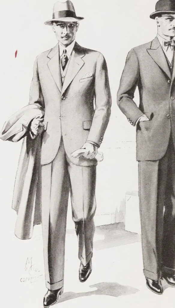 An illustration from Minister's report of fashion for gentlemen (Autumn & Winter, 1931-32), 1931, leaf 10