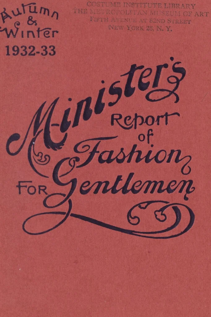 An illustration from Minister's report of fashion for gentlemen (Autumn & Winter, 1932-33), 1932, leaf 1