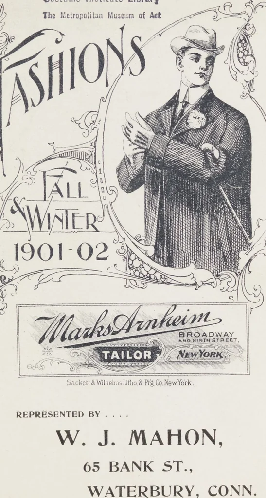 An illustration from W. J. Mahon's catalogs for men's fashions (Fall & Winter, 1901-02), 1901, leaf 1