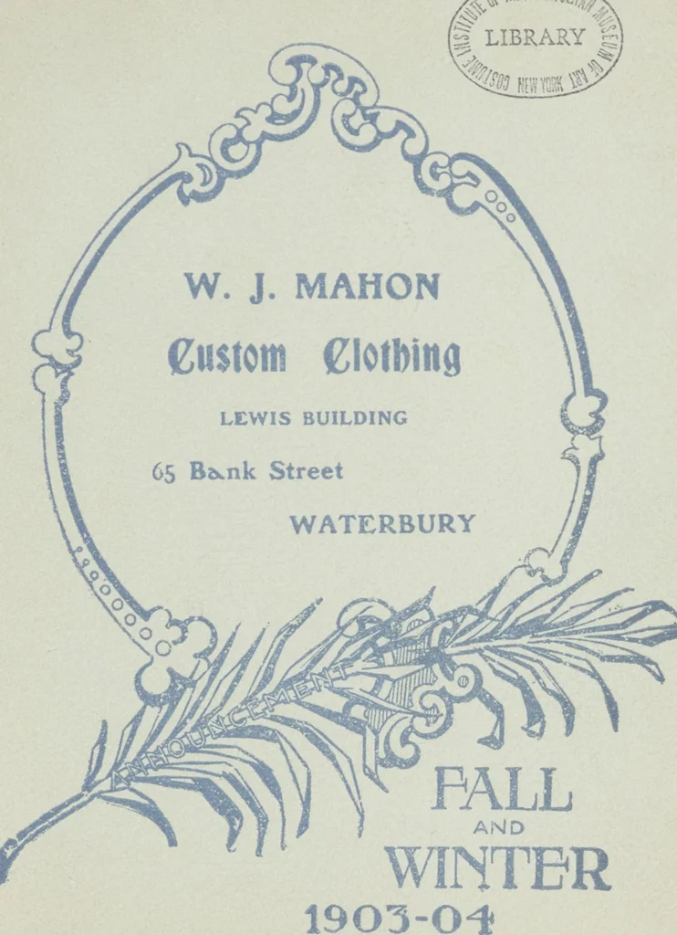 An illustration from W. J. Mahon's catalogs for men's fashions (Fall & Winter, 1903-04), 1903, leaf 1