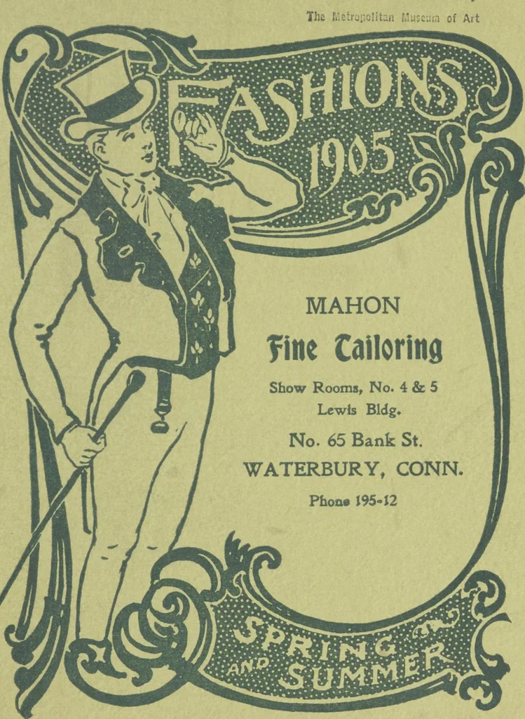 An illustration from W. J. Mahon's catalogs for men's fashions (Spring & Summer, 1905), 1905, leaf 1