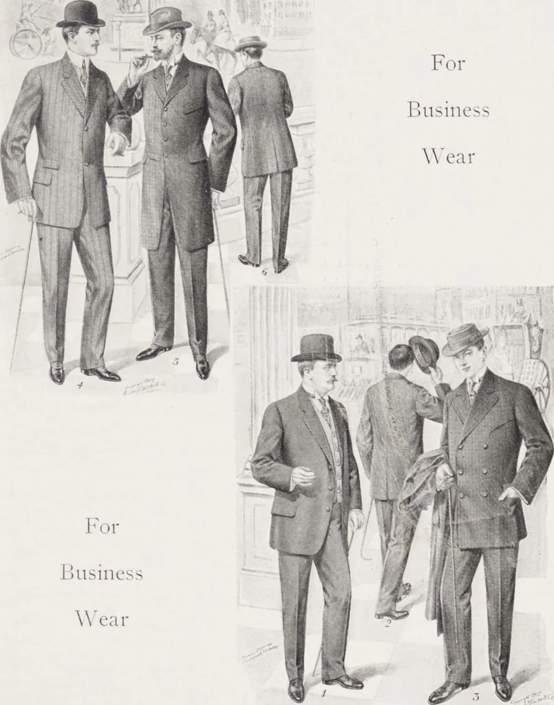 An illustration from W. J. Mahon's catalogs for men's fashions (Fall & Winter, 1907-08 v.2, 1907, leaf 5