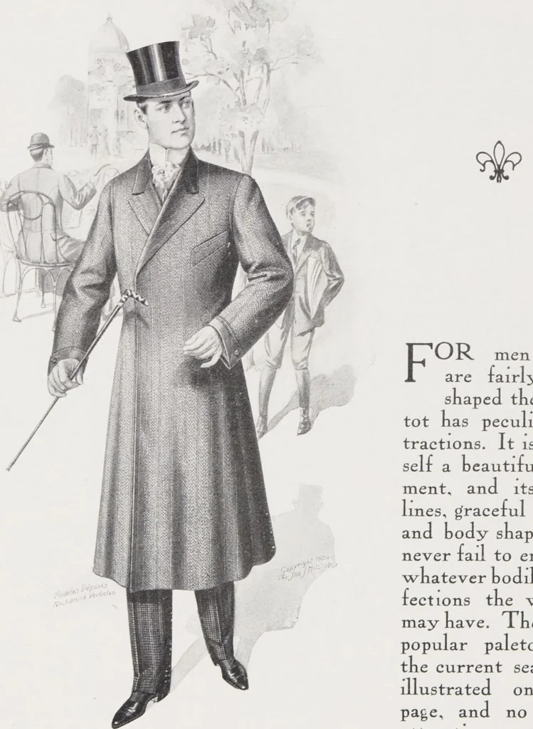 An illustration from W. J. Mahon's catalogs for men's fashions (Spring & Summer, 1908), 1908, leaf 14