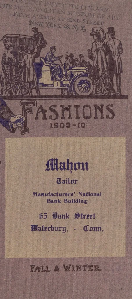 An illustration from W. J. Mahon's catalogs for men's fashions (Fall & Winter, 1909-10), 1909, leaf 1