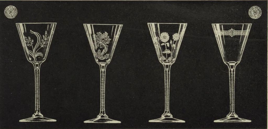 An illustration from Album : verres a vin du Rhin (Roemers), verres monstres (dits pokale) : 1905 / Cristalleries du Val St. Lambert, Belgique, 1905, leaf 11