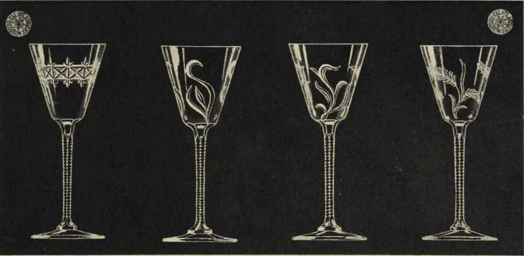 An illustration from Album : verres a vin du Rhin (Roemers), verres monstres (dits pokale) : 1905 / Cristalleries du Val St. Lambert, Belgique, 1905, leaf 11