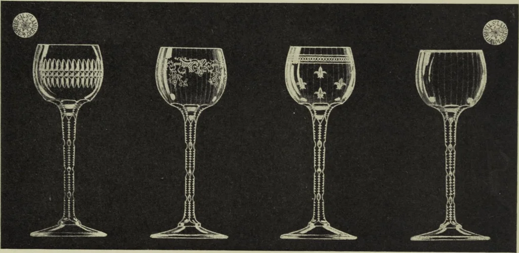 An illustration from Album : verres a vin du Rhin (Roemers), verres monstres (dits pokale) : 1905 / Cristalleries du Val St. Lambert, Belgique, 1905, leaf 12