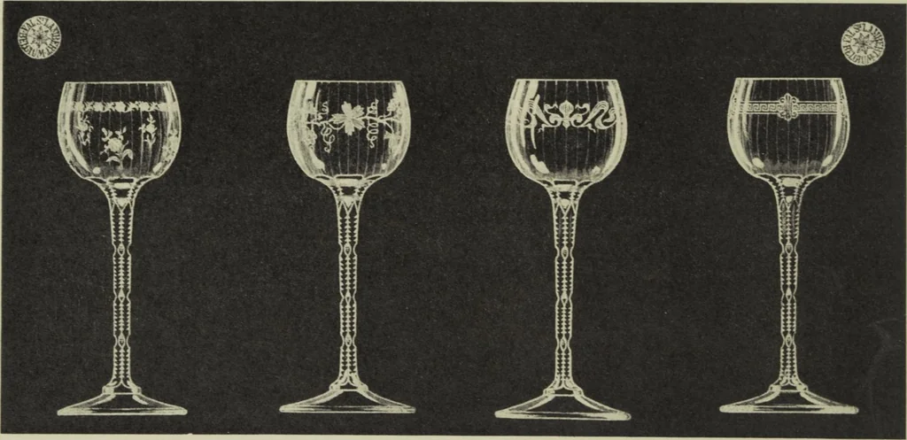 An illustration from Album : verres a vin du Rhin (Roemers), verres monstres (dits pokale) : 1905 / Cristalleries du Val St. Lambert, Belgique, 1905, leaf 12