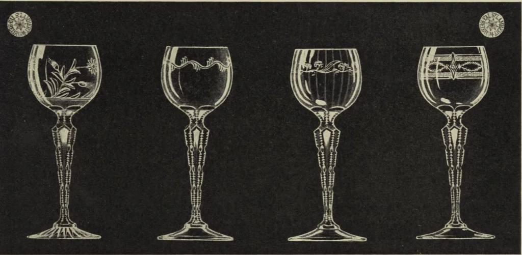 An illustration from Album : verres a vin du Rhin (Roemers), verres monstres (dits pokale) : 1905 / Cristalleries du Val St. Lambert, Belgique, 1905, leaf 13