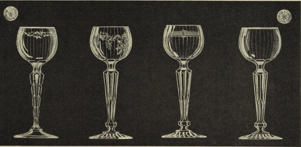 An illustration from Album : verres a vin du Rhin (Roemers), verres monstres (dits pokale) : 1905 / Cristalleries du Val St. Lambert, Belgique, 1905, leaf 13