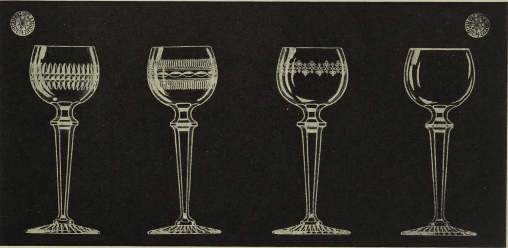 An illustration from Album : verres a vin du Rhin (Roemers), verres monstres (dits pokale) : 1905 / Cristalleries du Val St. Lambert, Belgique, 1905, leaf 14