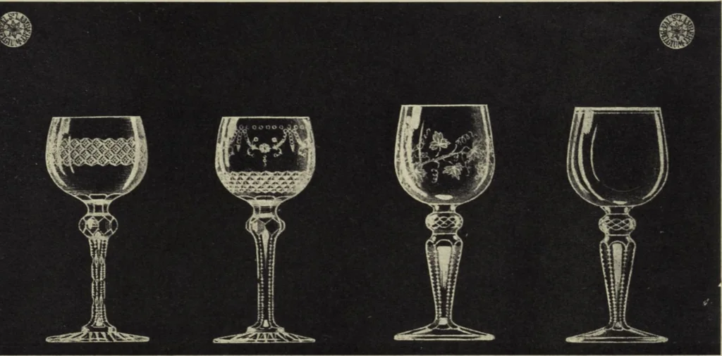 An illustration from Album : verres a vin du Rhin (Roemers), verres monstres (dits pokale) : 1905 / Cristalleries du Val St. Lambert, Belgique, 1905, leaf 15