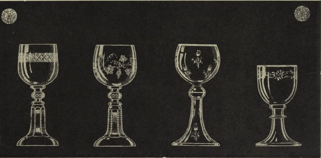 An illustration from Album : verres a vin du Rhin (Roemers), verres monstres (dits pokale) : 1905 / Cristalleries du Val St. Lambert, Belgique, 1905, leaf 15