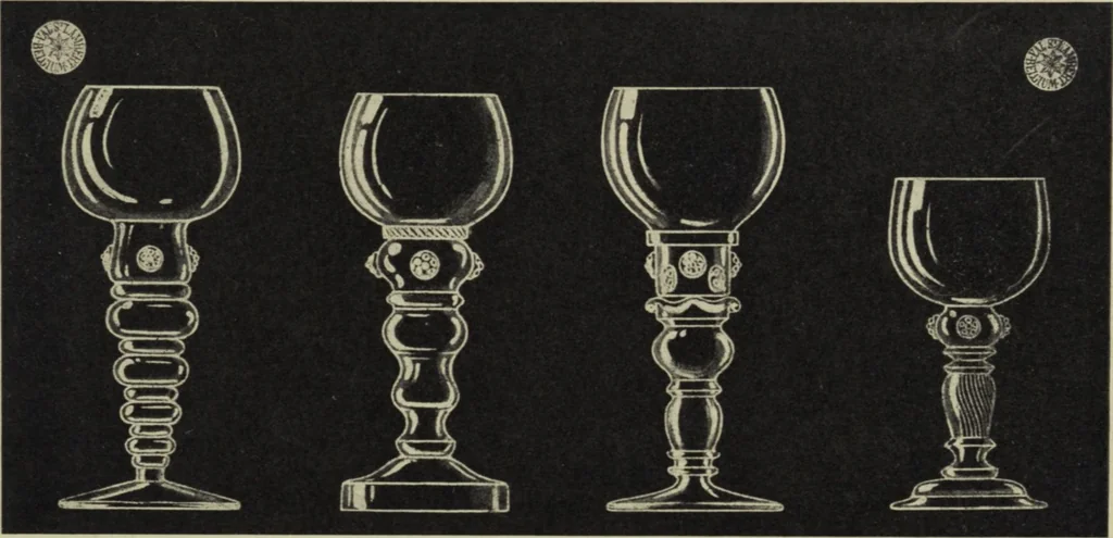 An illustration from Album : verres a vin du Rhin (Roemers), verres monstres (dits pokale) : 1905 / Cristalleries du Val St. Lambert, Belgique, 1905, leaf 17