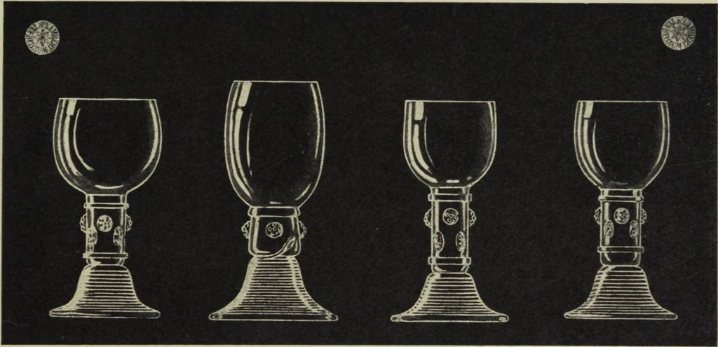 An illustration from Album : verres a vin du Rhin (Roemers), verres monstres (dits pokale) : 1905 / Cristalleries du Val St. Lambert, Belgique, 1905, leaf 17