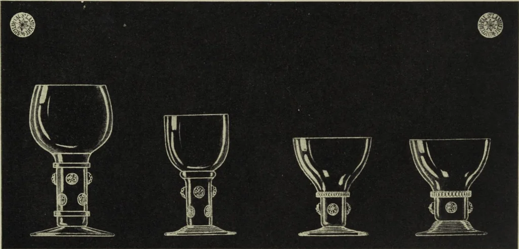 An illustration from Album : verres a vin du Rhin (Roemers), verres monstres (dits pokale) : 1905 / Cristalleries du Val St. Lambert, Belgique, 1905, leaf 18
