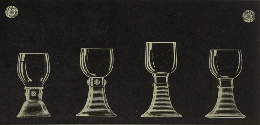 An illustration from Album : verres a vin du Rhin (Roemers), verres monstres (dits pokale) : 1905 / Cristalleries du Val St. Lambert, Belgique, 1905, leaf 18