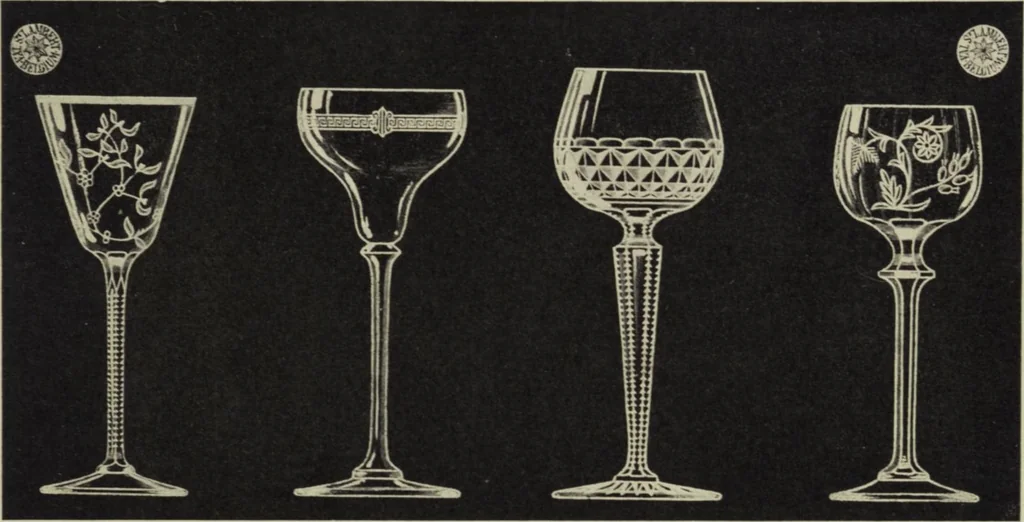 An illustration from Album : verres a vin du Rhin (Roemers), verres monstres (dits pokale) : 1905 / Cristalleries du Val St. Lambert, Belgique, 1905, leaf 19