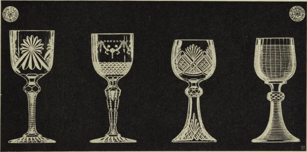 An illustration from Album : verres a vin du Rhin (Roemers), verres monstres (dits pokale) : 1905 / Cristalleries du Val St. Lambert, Belgique, 1905, leaf 19