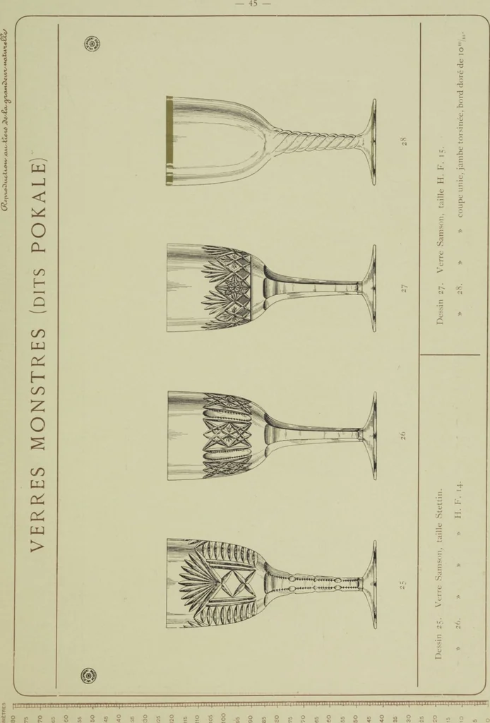 An illustration from Album : verres a vin du Rhin (Roemers), verres monstres (dits pokale) : 1905 / Cristalleries du Val St. Lambert, Belgique, 1905, leaf 51