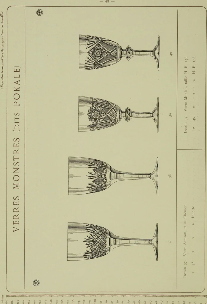 An illustration from Album : verres a vin du Rhin (Roemers), verres monstres (dits pokale) : 1905 / Cristalleries du Val St. Lambert, Belgique, 1905, leaf 54