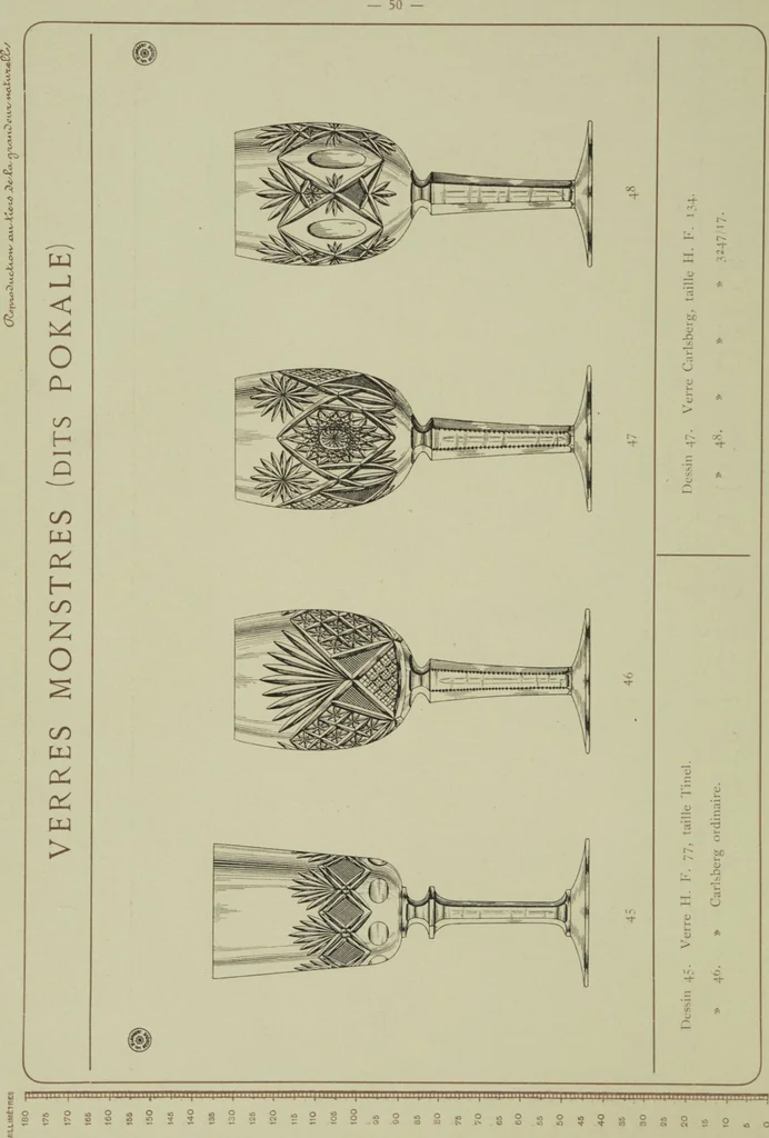 An illustration from Album : verres a vin du Rhin (Roemers), verres monstres (dits pokale) : 1905 / Cristalleries du Val St. Lambert, Belgique, 1905, leaf 56