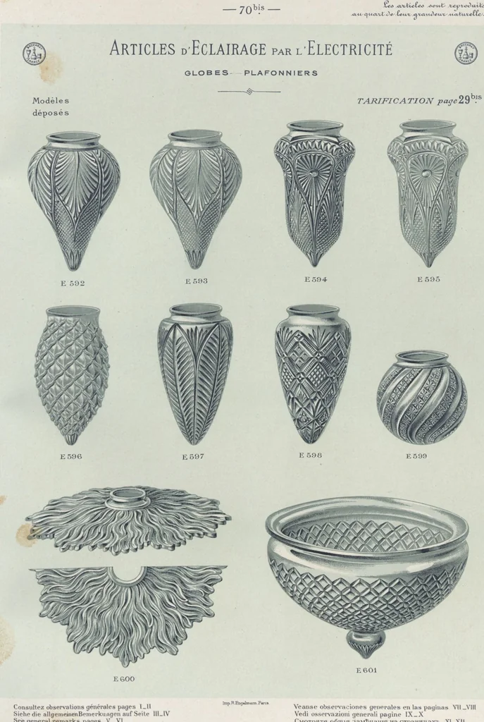An illustration from Tarif des articles d'eclairage / Compagnie des cristalleries de Baccarat, 1907, leaf 91