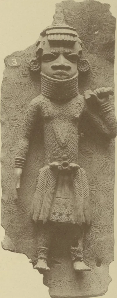 An illustration from Antiquities from the city of Benin and from other parts of West Africa in the British Museum / by Charles Hercules Read and Ormonde Maddock Dalton, 1899, leaf 120